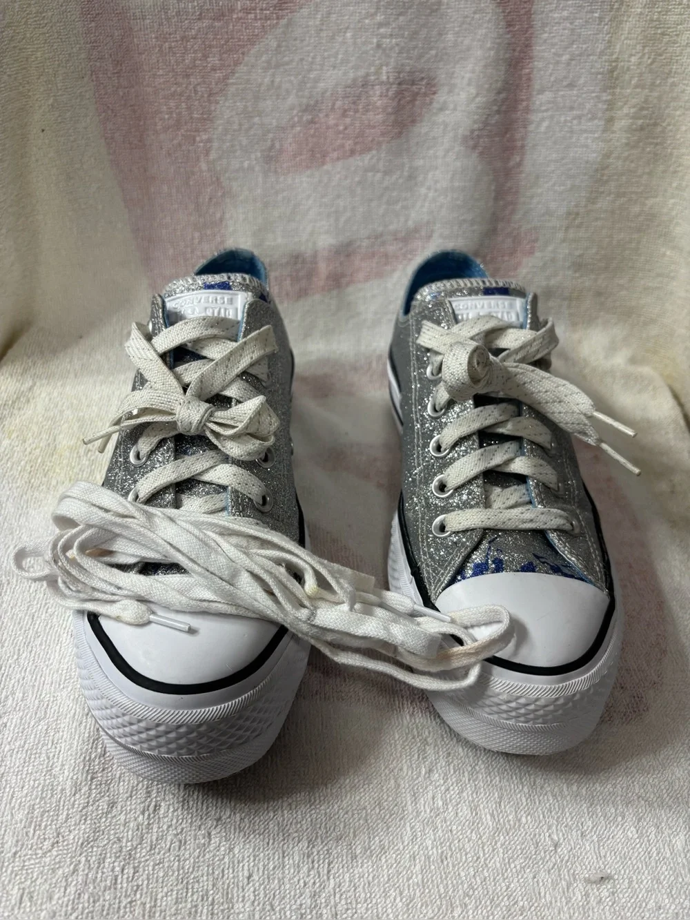 Converse CTAS Lift
Ox - Hybrid Shine Platform 
Silver/Blue/White Women’s Sz 8 - Picture 9 of 9